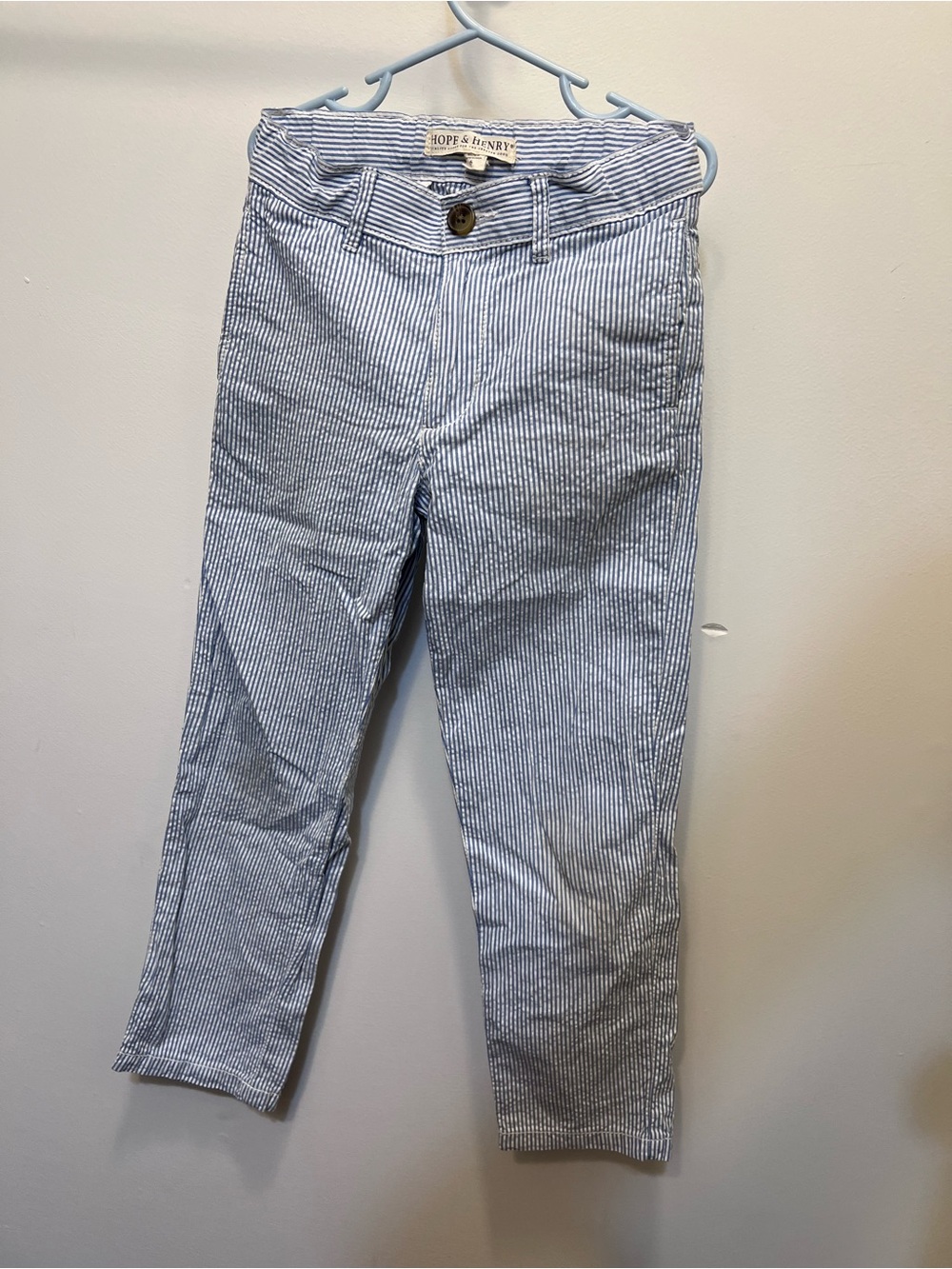 Hope & Henry Blue and White Seersucker Pants